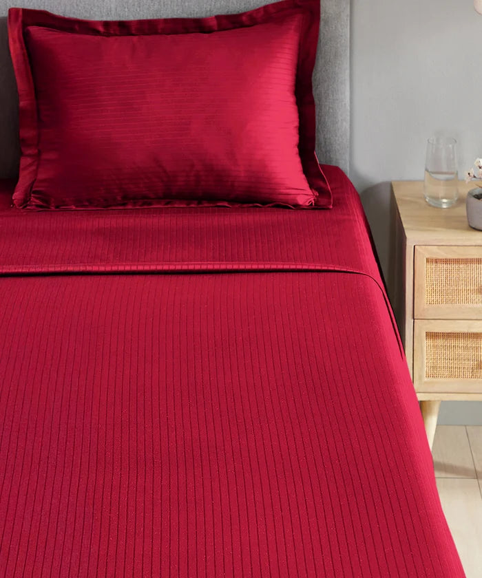 Classic Style me Solid Single Bedsheet Set, Blaze| 210TC Cotton | 1 Pillow Cover