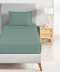 Classic Style me Solid Single Bedsheet Set, Cedar| 210TC Cotton | 1 Pillow Cover