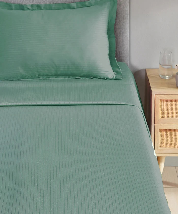 Classic Style me Solid Single Bedsheet Set, Cedar| 210TC Cotton | 1 Pillow Cover