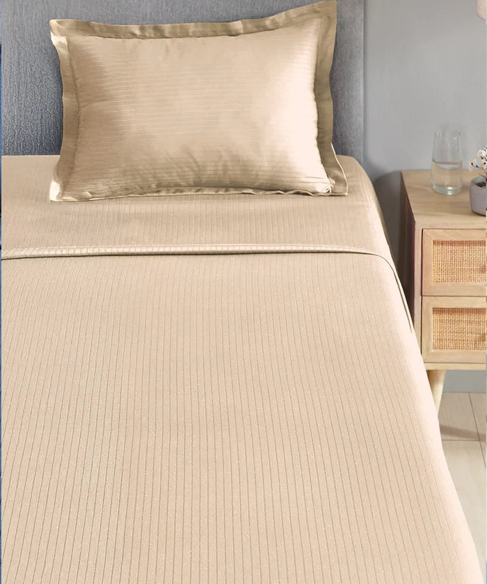 Classic Style me Solid Single Bedsheet Set, Irish Cream | 210TC Cotton | 1 Pillow Cover