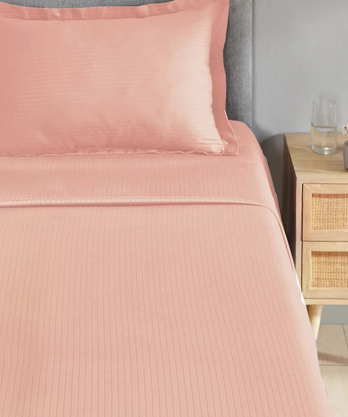 Classic Style me Solid Single Bedsheet Set, Papaya| 210TC Cotton | 1 Pillow Cover
