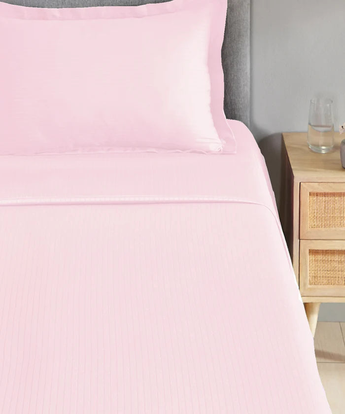 Classic Style me Solid Single Bedsheet Set, Peony| 210TC Cotton | 1 Pillow Cover