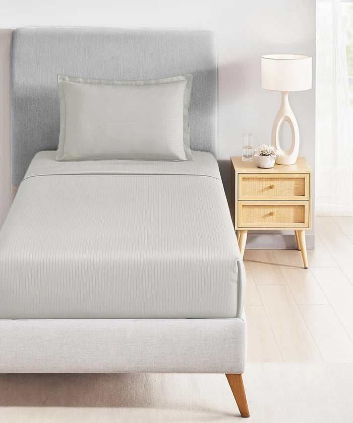 Classic Style me Solid Single Bedsheet Set, Snow Flake | 210TC Cotton | 1 Pillow Cover