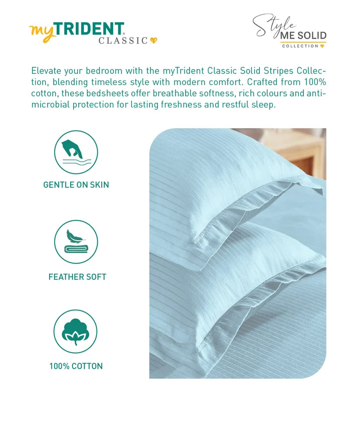Classic Style me Solid Single Bedsheet Set,Orion| 210TC Cotton | 1 Pillow Cover