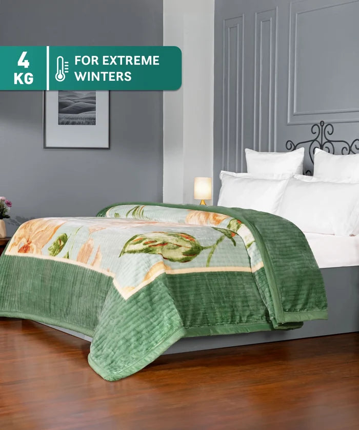 Classic Tranquil Touch 2 ply Double Blanket, Ivy| 4 KG