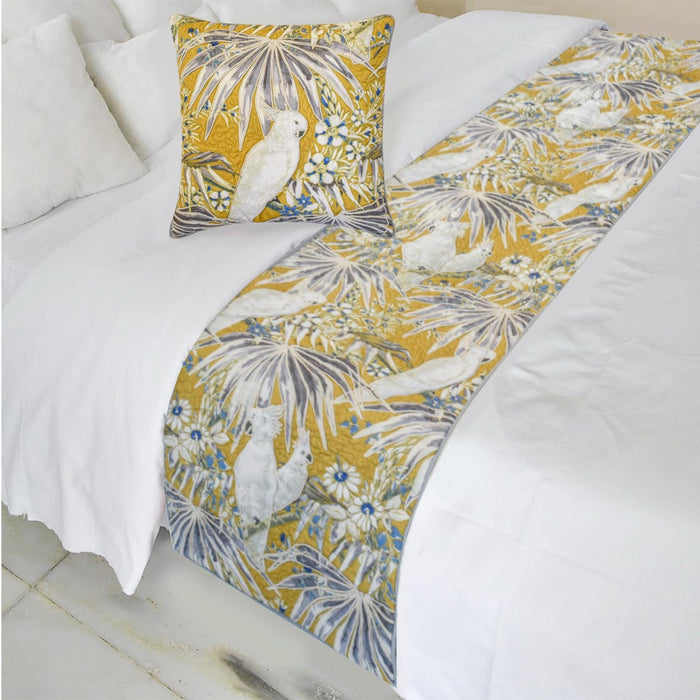 Cockatoo Love Decorative Bed Runner and Pillow Cover