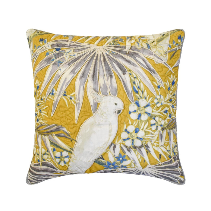 Cockatoo Love - Cotton Grey Decorative Bed Runner and Pillow Cover