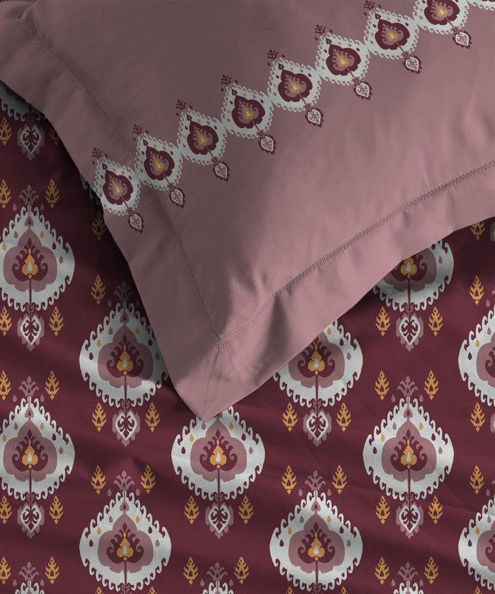 Comfort Living Queen Bedsheet Set, Daniyal Maroon|120 TC Cotton|2 pillow covers