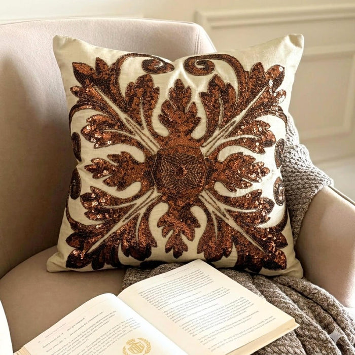 Copper Alchemist - Copper Linen Throw Pillow Cover