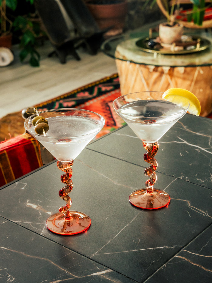 Spiral Stem Martini Glass, Set of 6