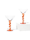 Coral Spiral Stem Martini Glass
