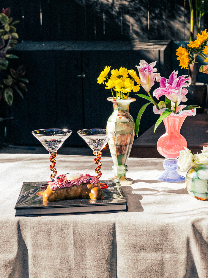 Coral Spiral Stem Martini Glass