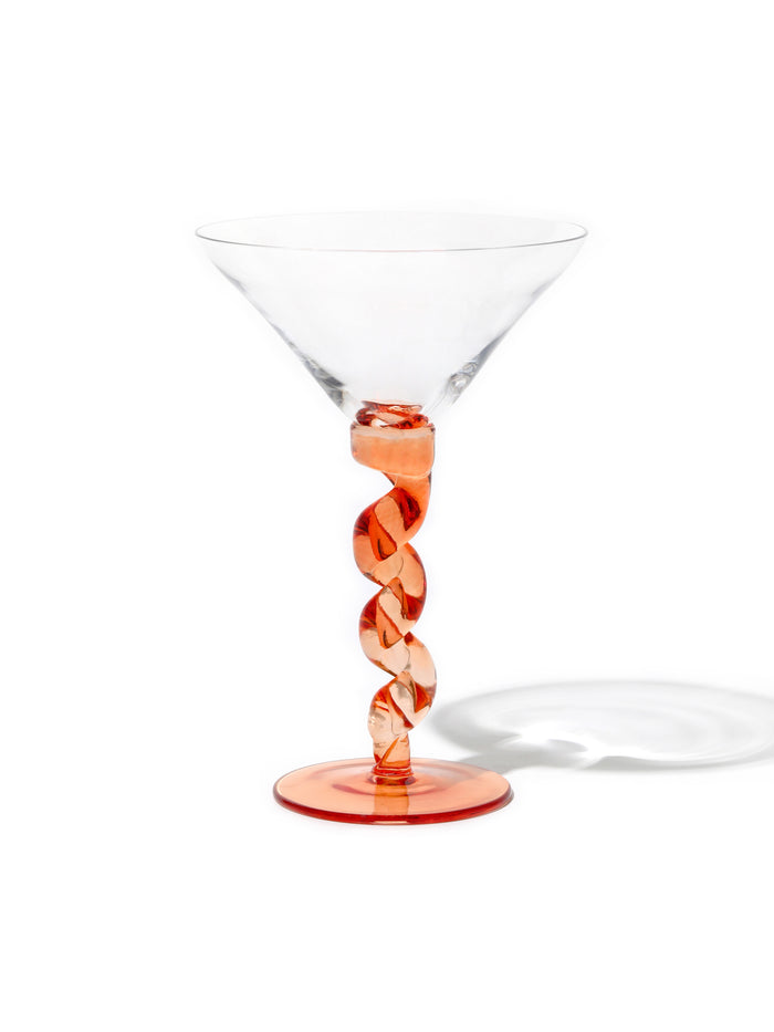 Coral Spiral Stem Martini Glass