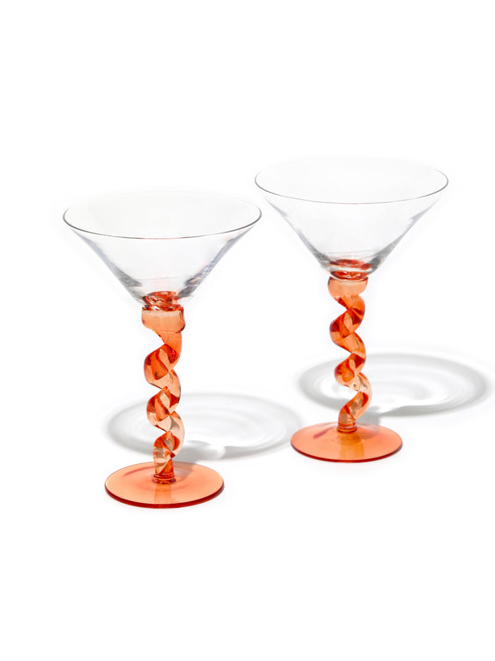 Coral Spiral Stem Martini Glass