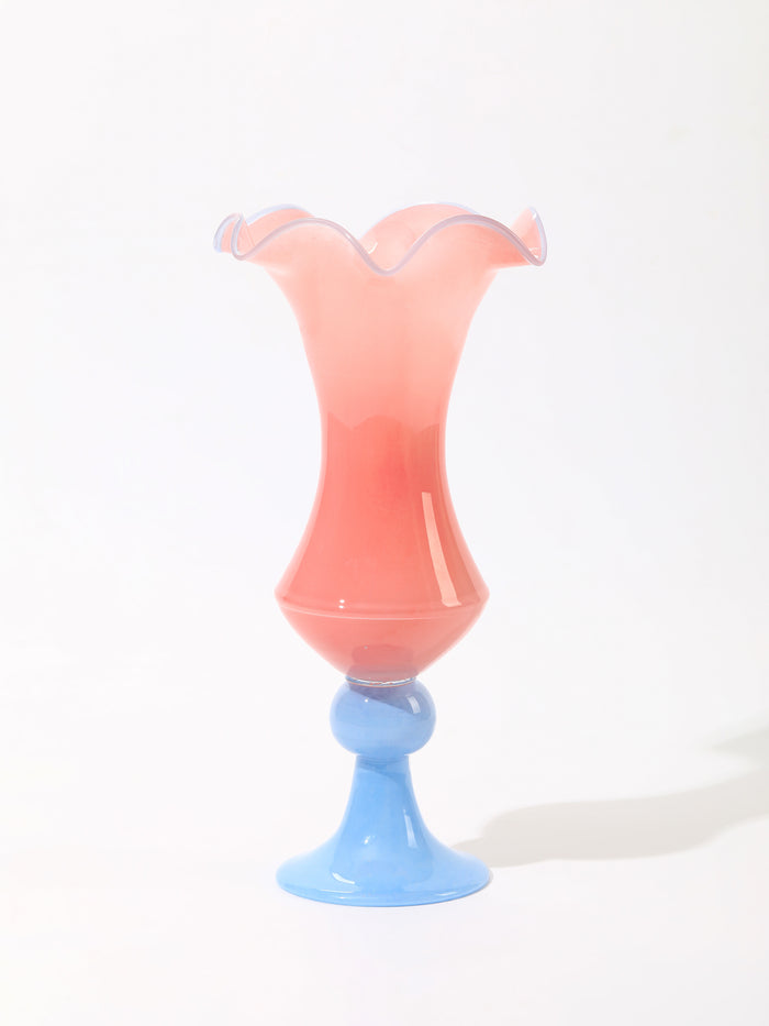 Coral Sunset Ripple Vase
