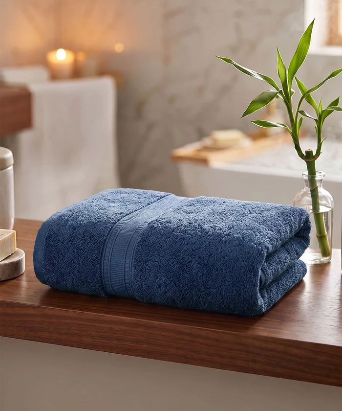 Cotton Bamboo 1 Pc Bath Towel, Yale Blue| 600 GSM