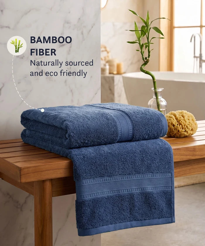 Cotton Bamboo 1 Pc Bath Towel, Yale Blue| 600 GSM