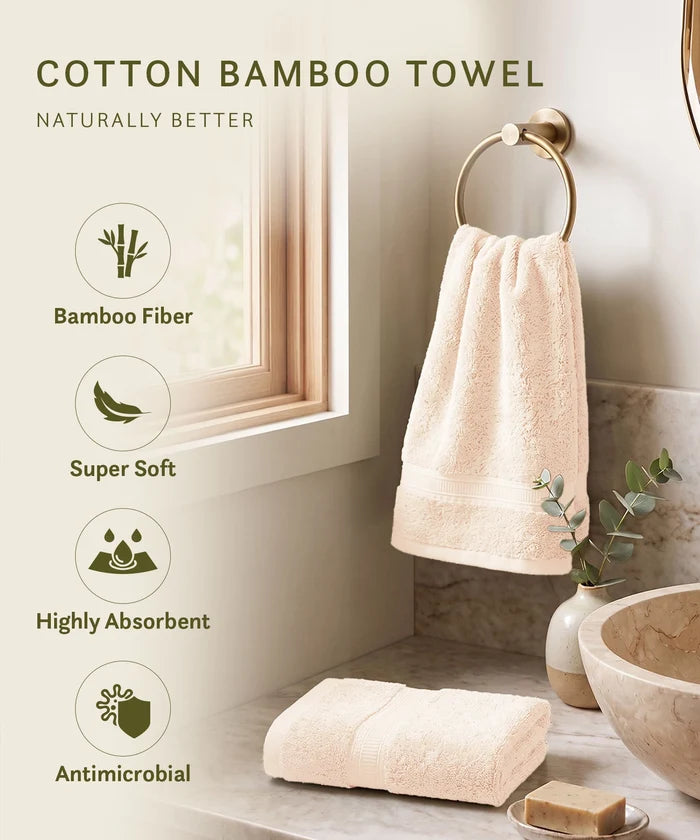 Cotton Bamboo 2 Pc Hand Towel, Buttercup | 600 GSM
