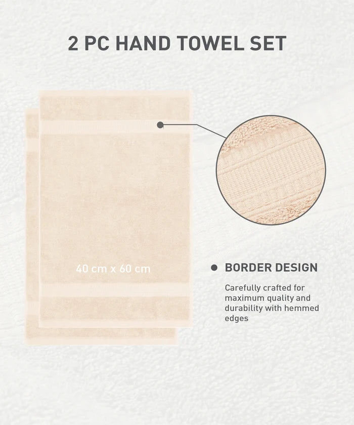 Cotton Bamboo 2 Pc Hand Towel, Buttercup | 600 GSM