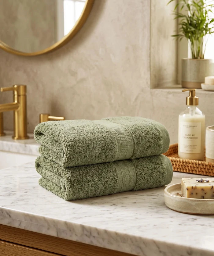 Cotton Bamboo 2 Pc Hand Towel, Hunter Green | 600 GSM