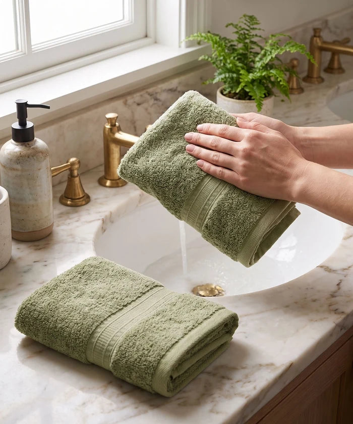 Cotton Bamboo 2 Pc Hand Towel, Hunter Green | 600 GSM