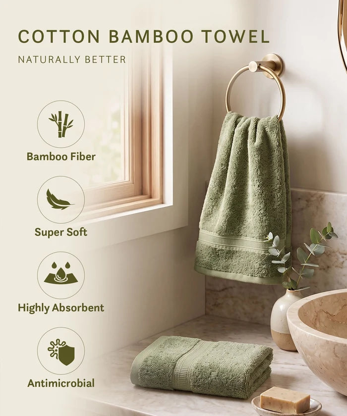 Cotton Bamboo 2 Pc Hand Towel, Hunter Green | 600 GSM
