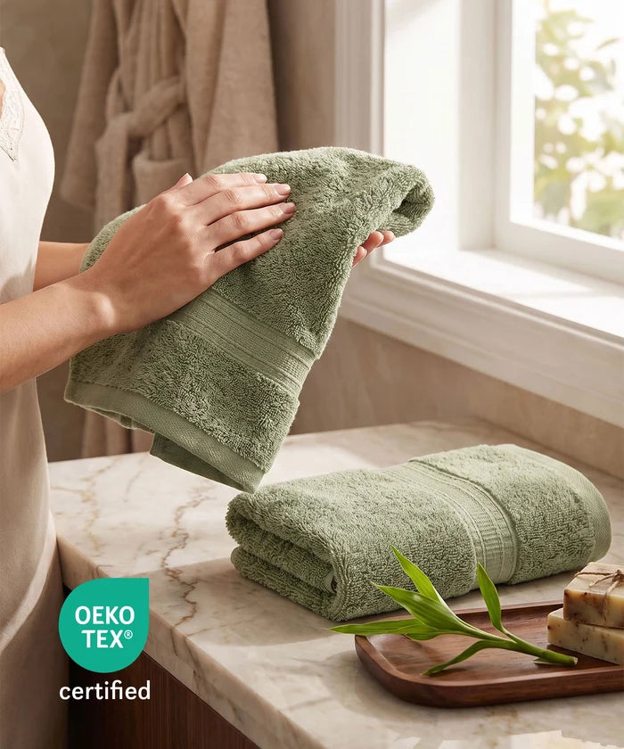 Cotton Bamboo 2 Pc Hand Towel, Hunter Green | 600 GSM