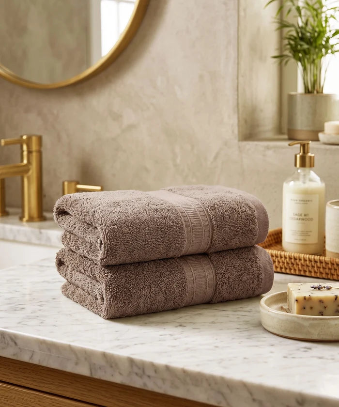 Cotton Bamboo 2 Pc Hand Towel, Rich Mahogany| 600 GSM