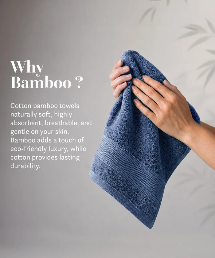 Cotton Bamboo 2 Pc Hand Towel, Yale Blue | 600 GSM