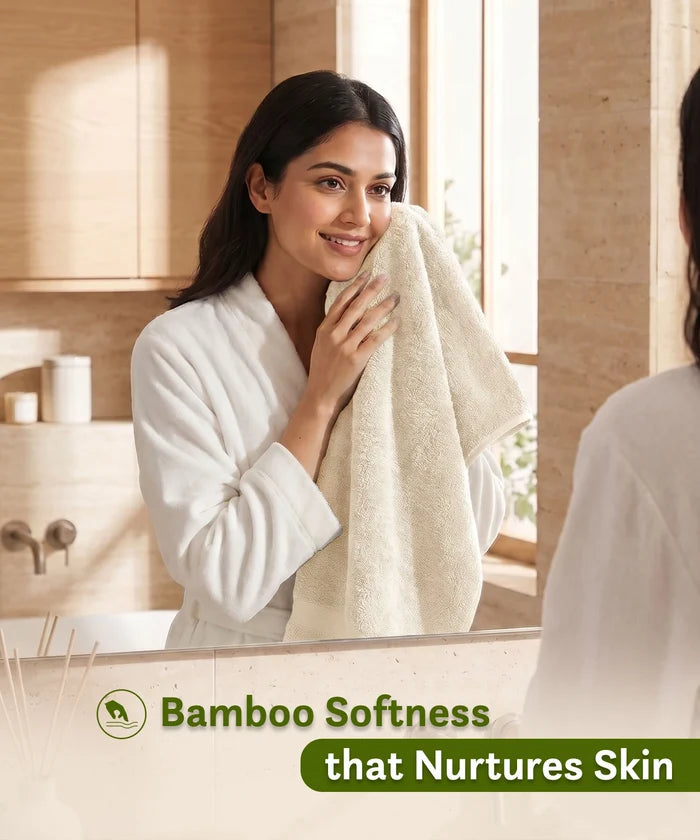 Cotton Bamboo Bath Towel, Beige| 450 GSM