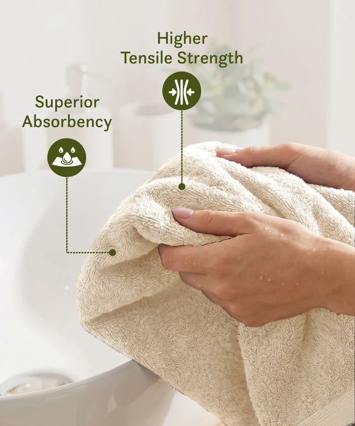 Cotton Bamboo Bath Towel, Beige| 450 GSM