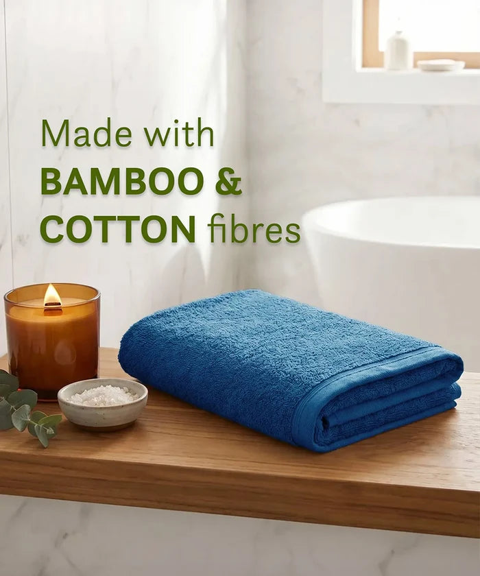 Cotton Bamboo Bath Towel, Blue| 450 GSM