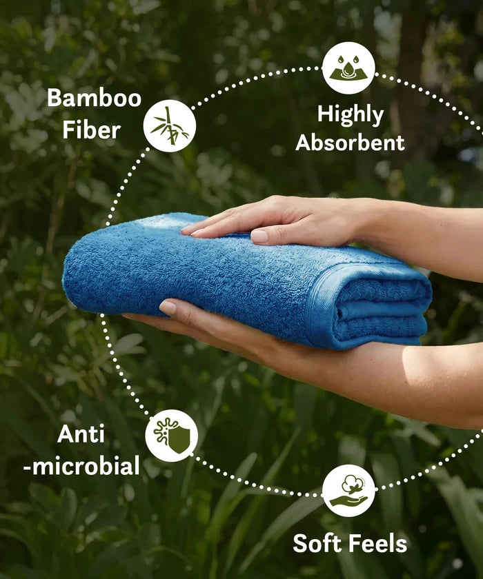 Cotton Bamboo Bath Towel, Blue| 450 GSM