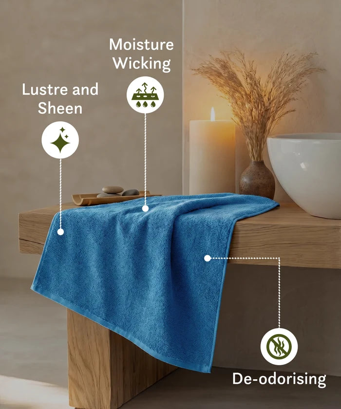 Cotton Bamboo Bath Towel, Blue| 450 GSM