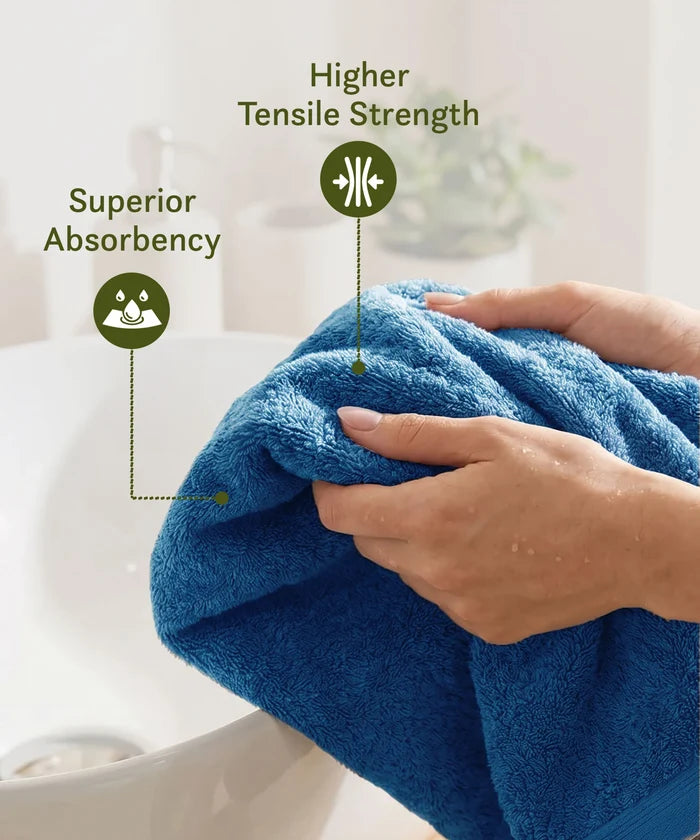 Cotton Bamboo Bath Towel, Blue| 450 GSM