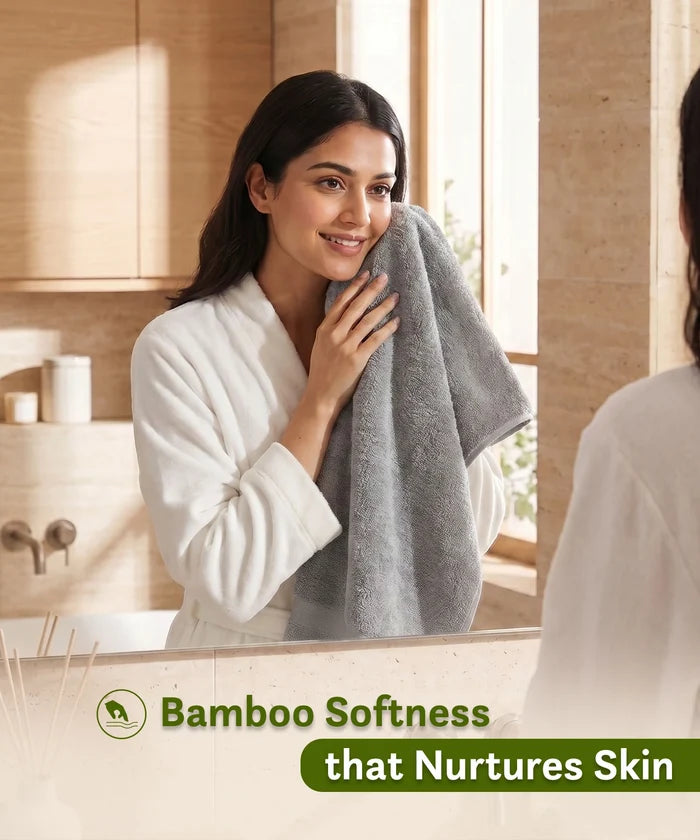 Cotton Bamboo Bath Towel, Charcoal| 450 GSM