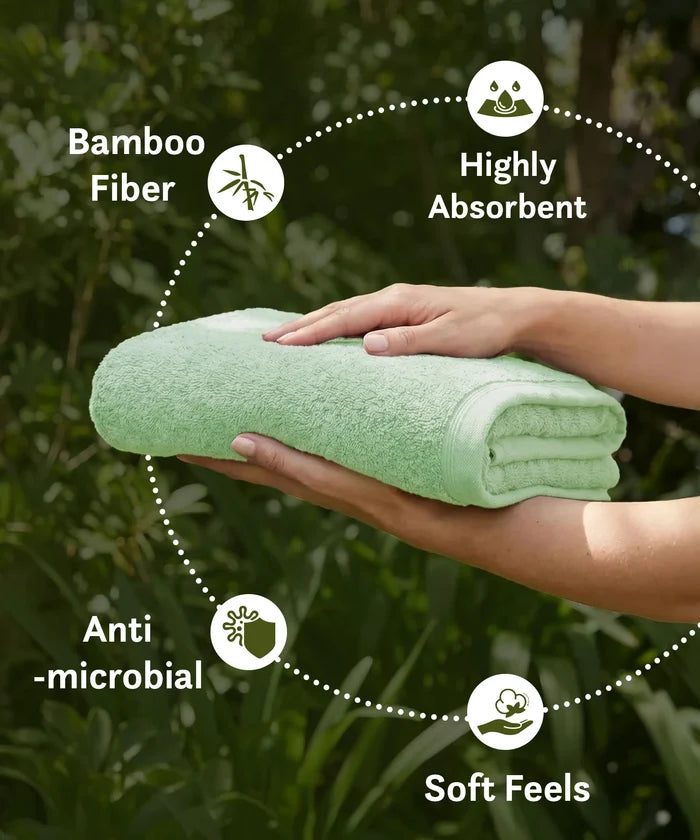 Cotton Bamboo Bath Towel, Sage Green| 450 GSM