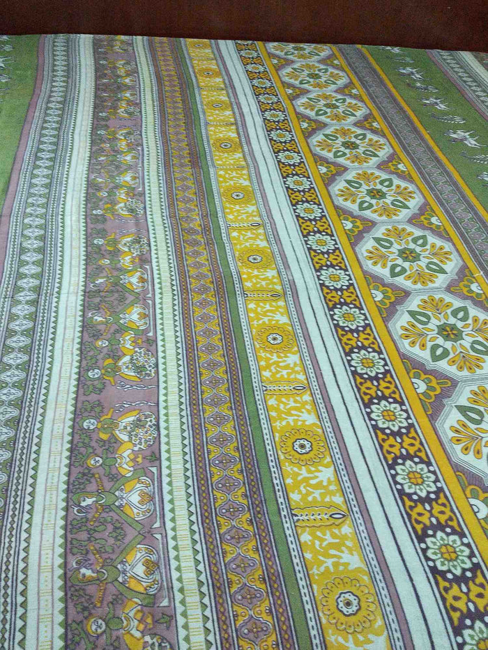 Cotton Kalamkari Tapestry Wall Hang Tablecloth Rectangle Green Blue Red - Sweet Us