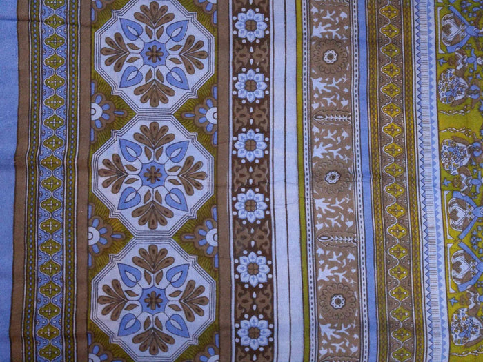 Cotton Kalamkari Tapestry Wall Hang Tablecloth Rectangle Green Blue Red - Sweet Us