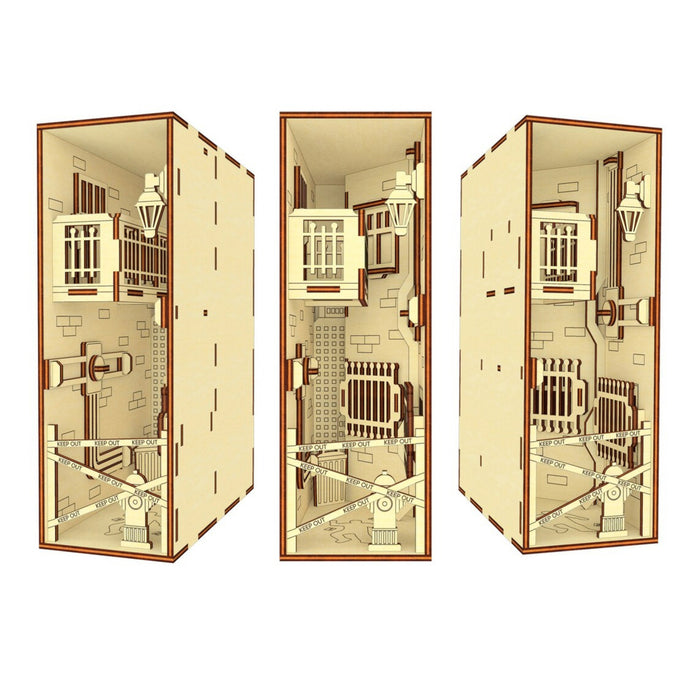 Crime Scene Book Nook - A Detailed Backstreet of a Big City with Traces of a Crime - Glowforge