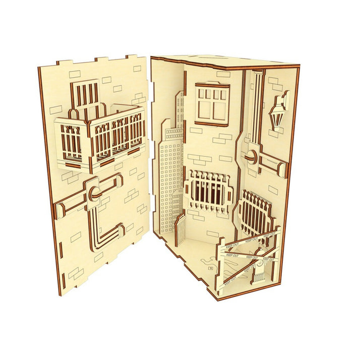 Crime Scene Book Nook - A Detailed Backstreet of a Big City with Traces of a Crime - Glowforge