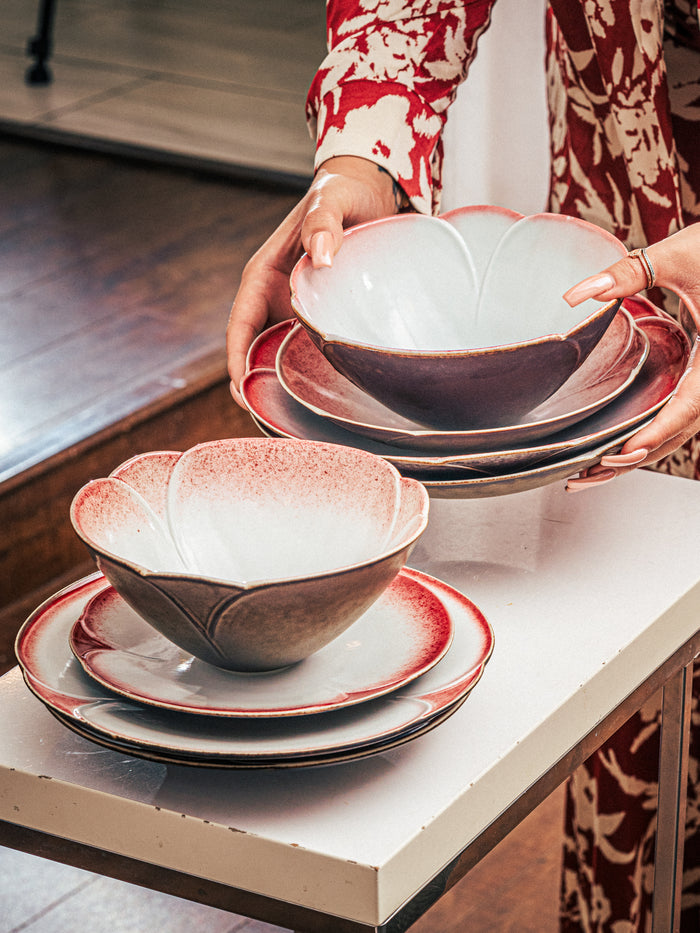 Crimson Petal Deep Plate, 8 inch