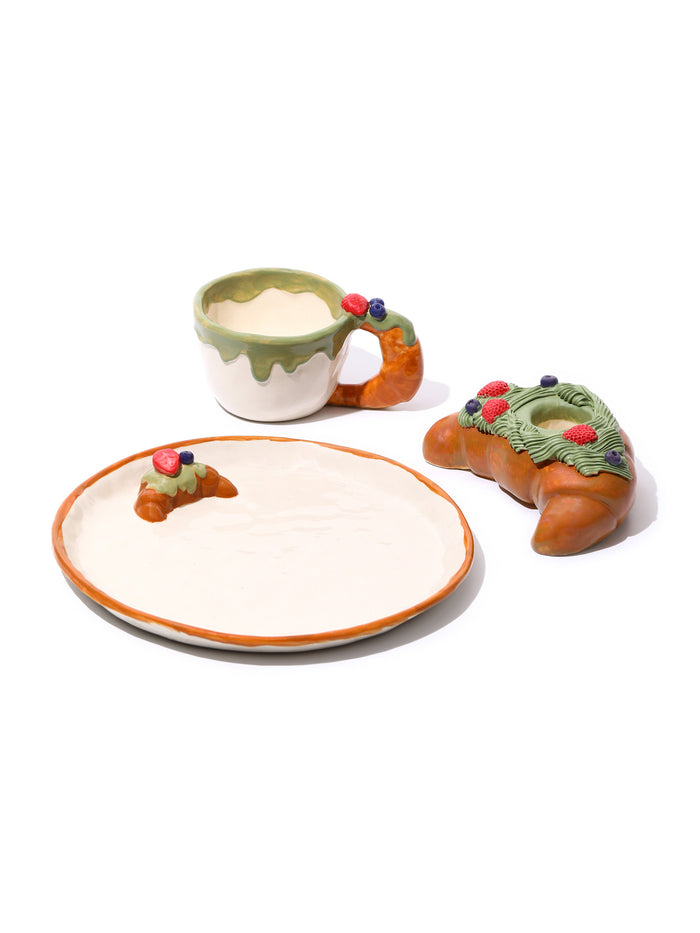 Croissant Plate, 10 Inch, Matcha