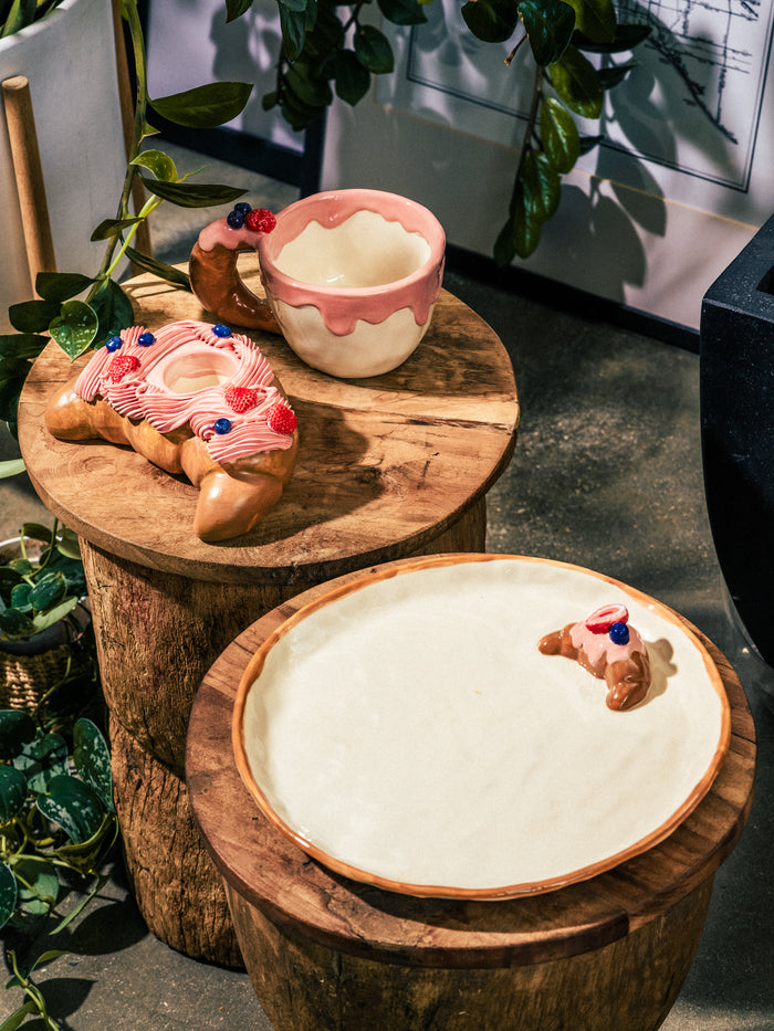 Croissant Candle Holders Set of 3, Strawberry, Chocolate & Matcha