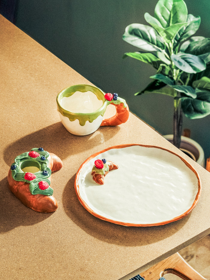 Croissant Candle Holders Set of 3, Strawberry, Chocolate & Matcha