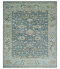 Hand Knotted Antique Oushak 5x8, 6x9, 8x10, 9x12, 10x14 and 12x15 Gray, Blue and Beige Traditional Persian Oushak Wool Rug | TRDCP973 - The Rug Decor