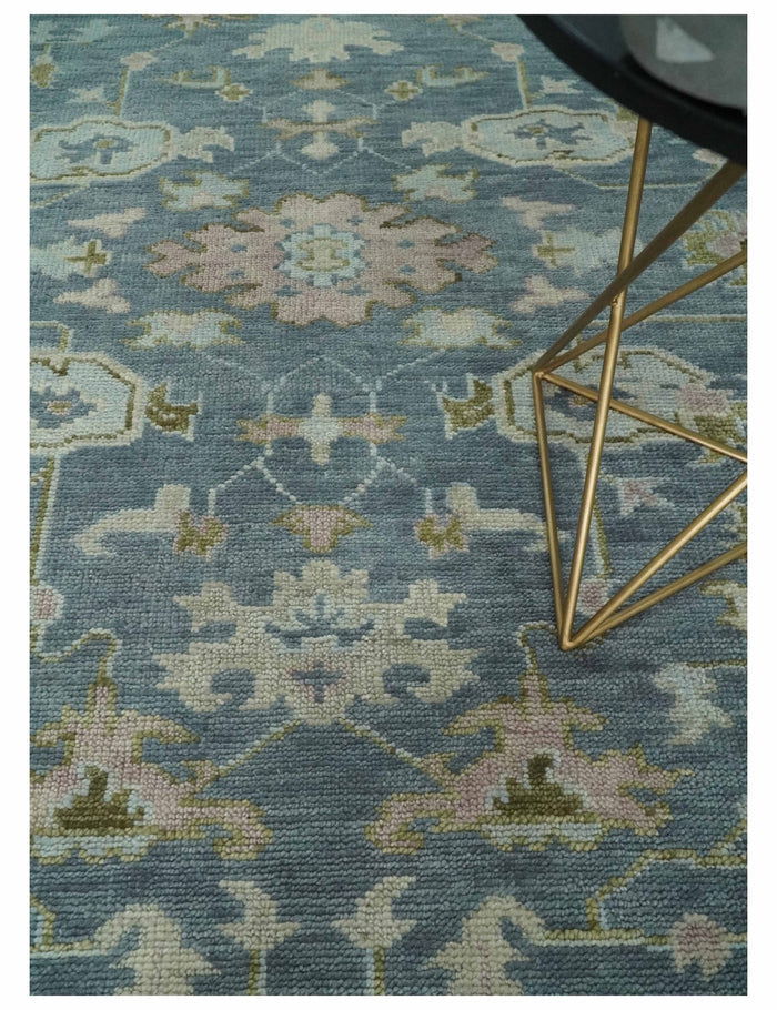 Hand Knotted Antique Oushak 5x8, 6x9, 8x10, 9x12, 10x14 and 12x15 Gray, Blue and Beige Traditional Persian Oushak Wool Rug | TRDCP973 - The Rug Decor