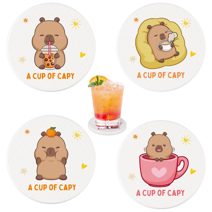 Cute Capybara Absorbent Drink Coaster for Desk Home Decor