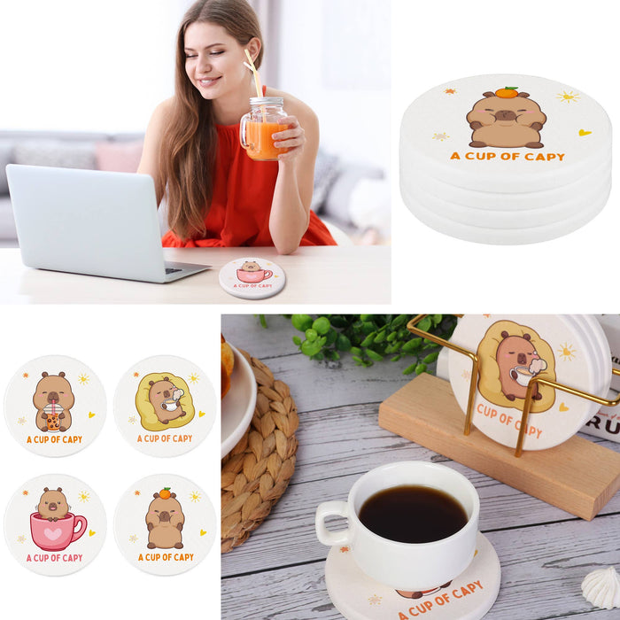 Cute Capybara Absorbent Drink Coaster for Desk Home Decor