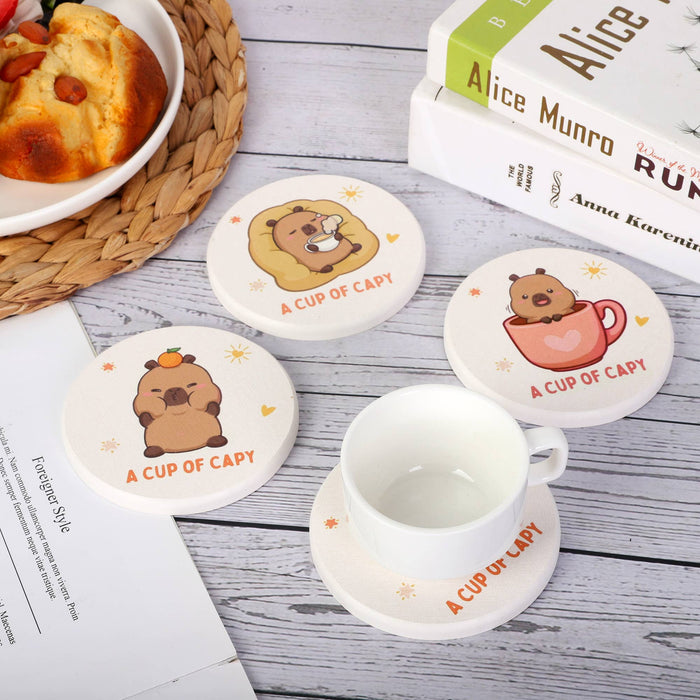 Cute Capybara Absorbent Drink Coaster for Desk Home Decor